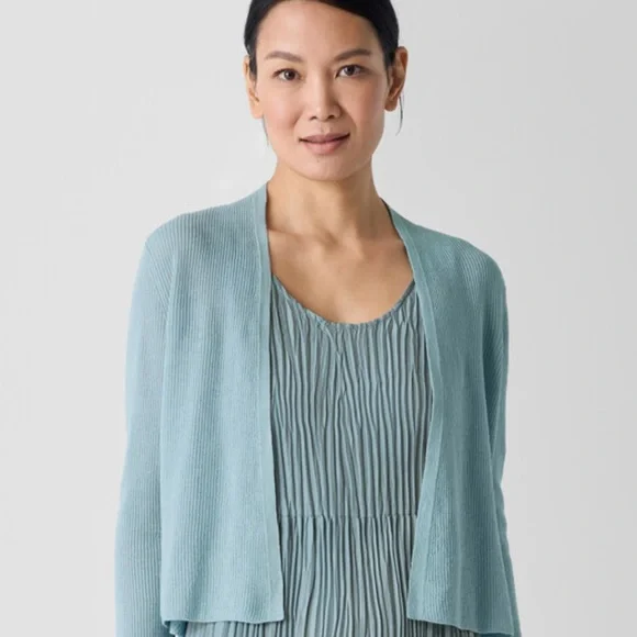 Eileen Fisher Organic Linen Cotton Cropped Cardigan - Picture 5 of 8